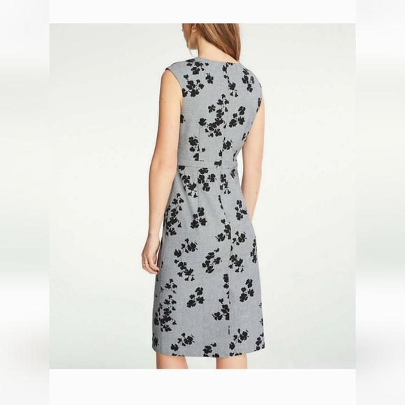 NWT Ann Taylor Floral Gray Dress - Picture 2 of 8